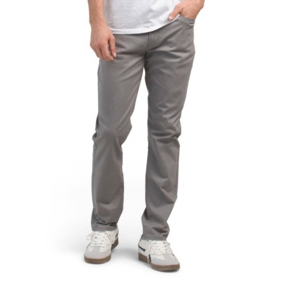 Lucky Brand 410 Athletic Straight Pants Mens 36x29 Grey Cotton Stretch Casual